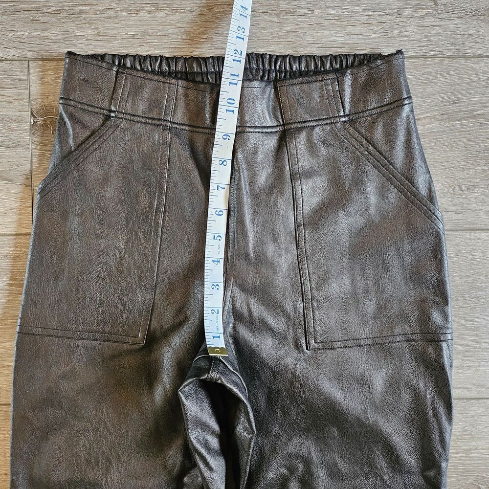Spanx Joggers Tappered Womens M Black Faux Leather Pull on pants - Picture 3 of 7